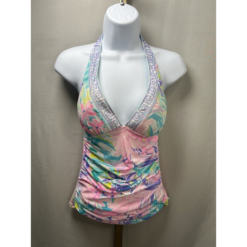 LILLY PULITZER Bliss Halter Tankini Top "IT WAS ALL A DREAM" Size 2